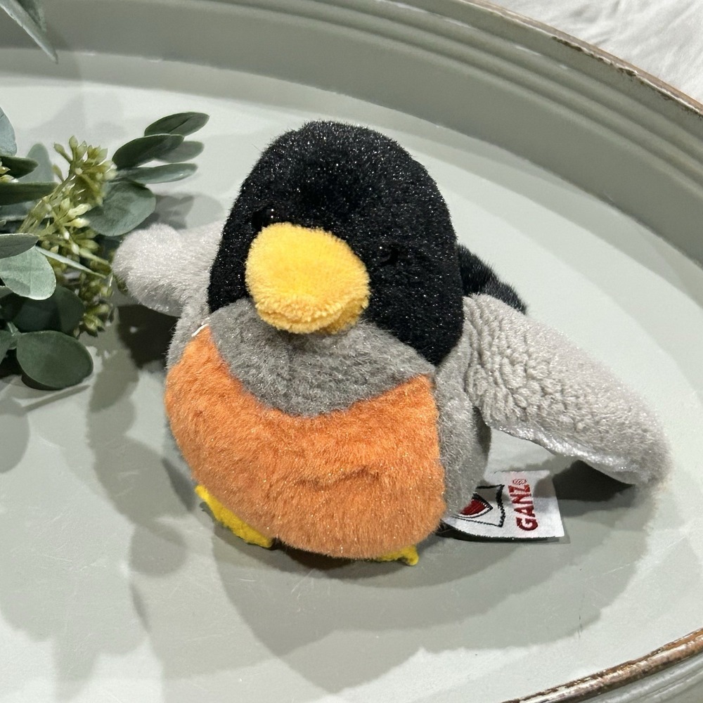 Ganz Webkinz Lil Kinz Robin Plush Bird Orange Gray Realistic HS513 NO CODE